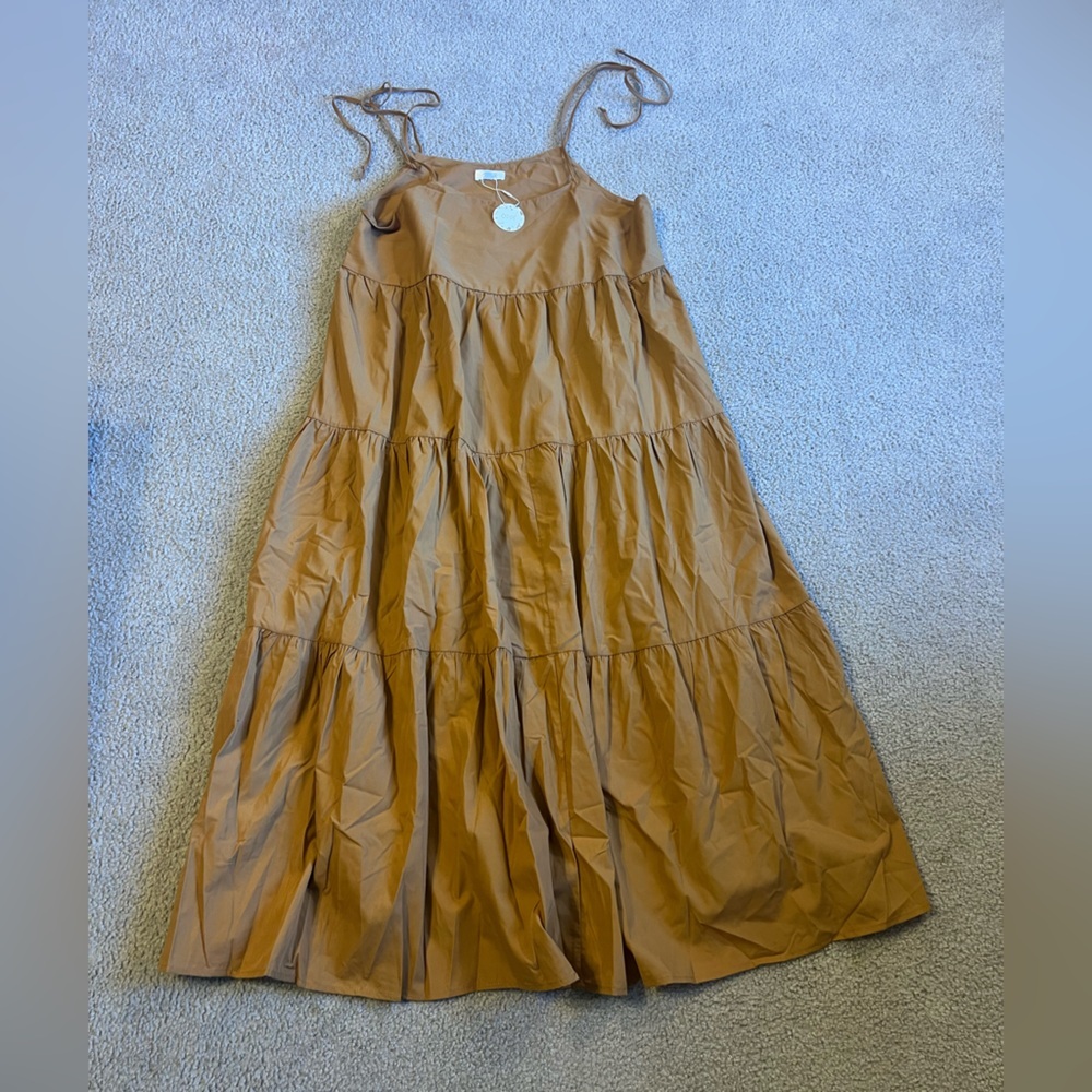 ODDY Women's Tiered Maxi Dress in Tan